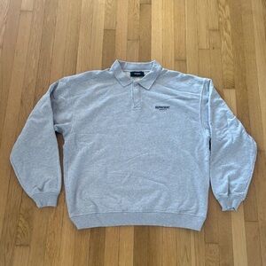 Represent Sweatshirt Quarter Button Down Pullover Grey Owners Club XL